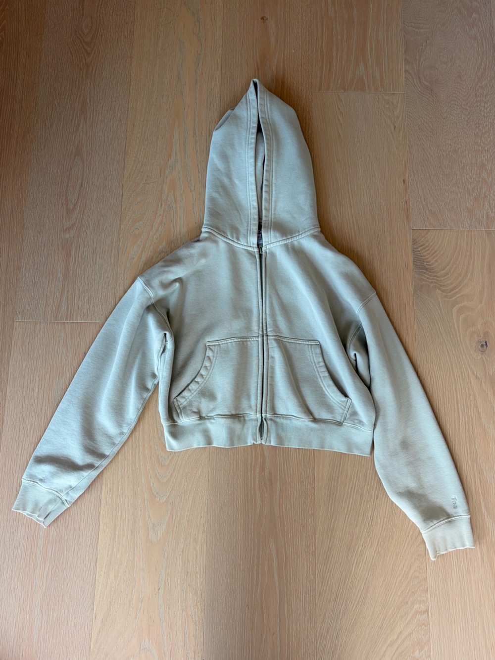 TNA Cozy AF Sage Green Cropped Zip Hoodie Size S